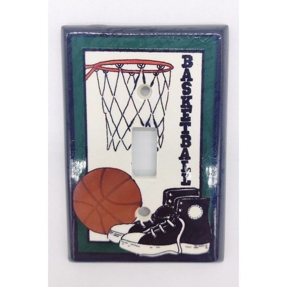 Basketball Sneakers Sports Themed Light Switch Wall Plate Room Decor 4.75" Boys - Picture 1 of 9